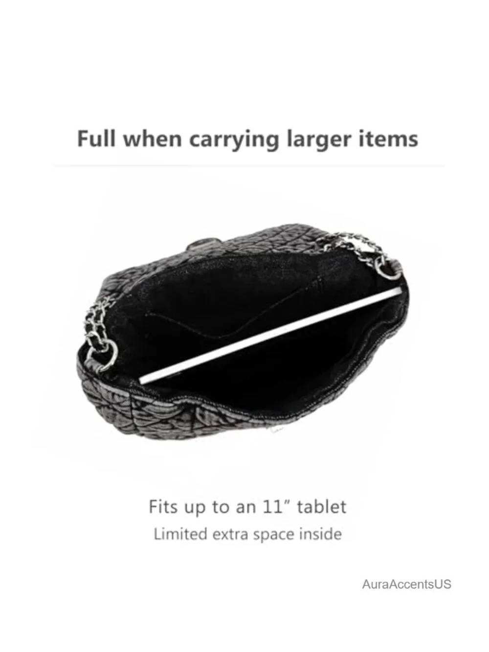 Quilted Denim Shoulder Hobo Bag Dual Chain Strap Flap Closure